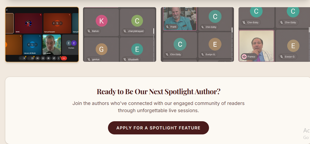 Live virtual author discussion session 1